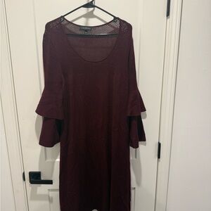 Lane Bryant Burgundy Tiered Sleeve Dress